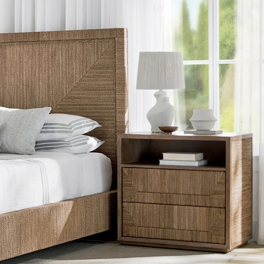Braxton Woven Nightstand - Brown, Oak