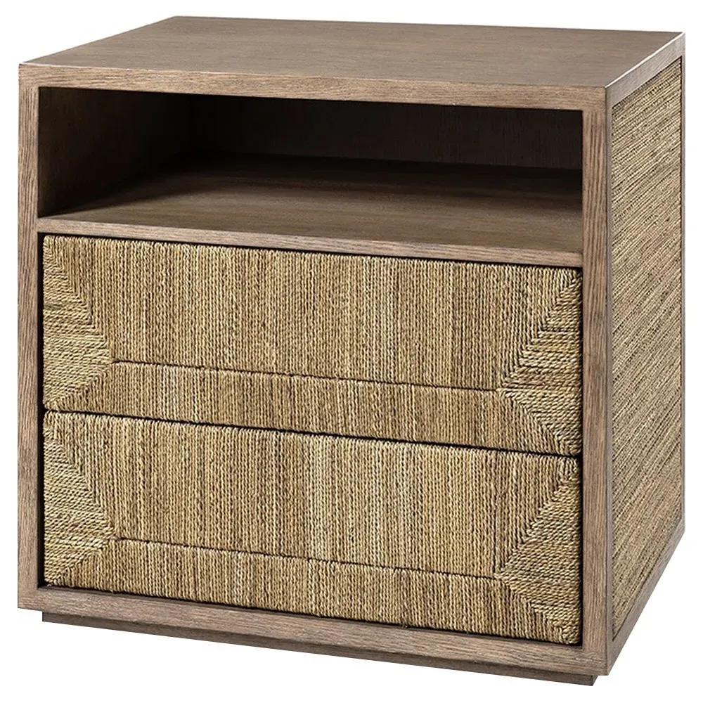 Braxton Woven Nightstand - Brown, Oak