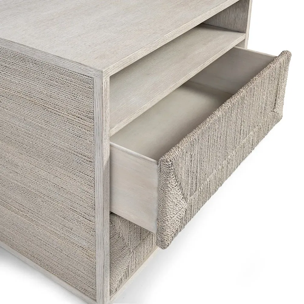 Braxton Woven Nightstand - White Sand, Oak