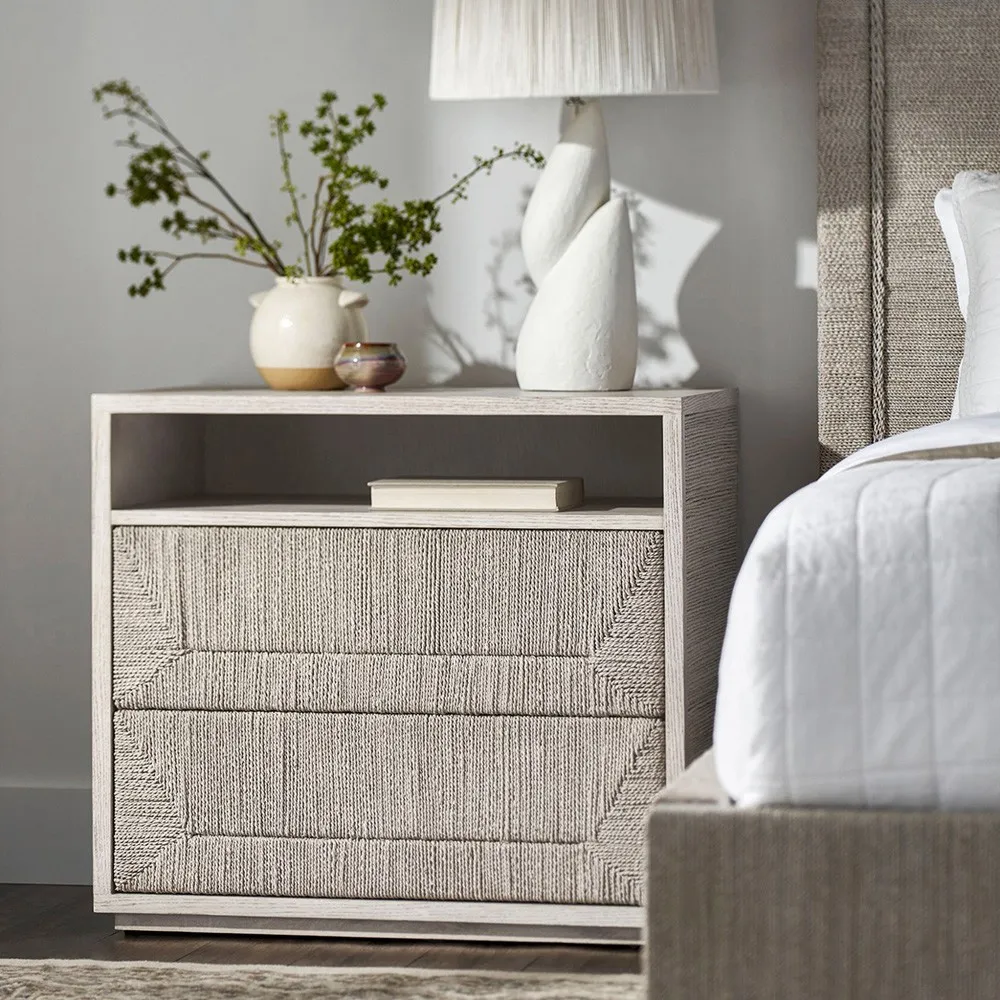Braxton Woven Nightstand - White Sand, Oak