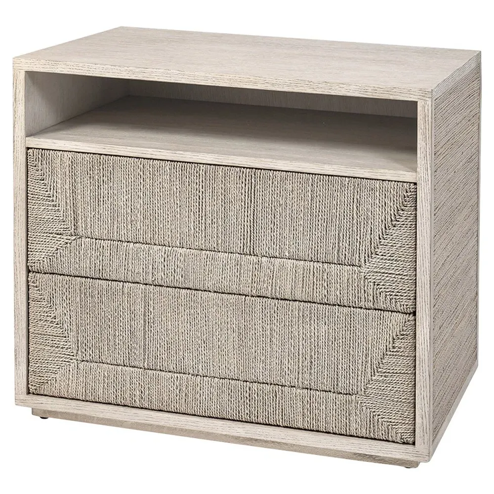 Braxton Woven Nightstand - White Sand, Oak