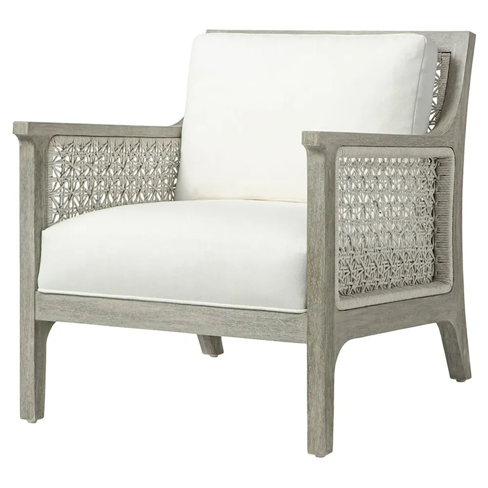 Bristol Coastal Lounge Arm Chair - White, Grey Wood