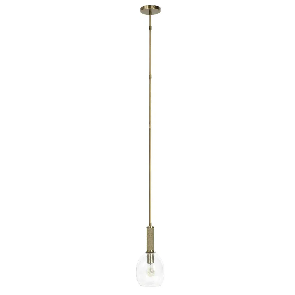 Bronson Single Pendant Light - Clear Glass, Antique Brass