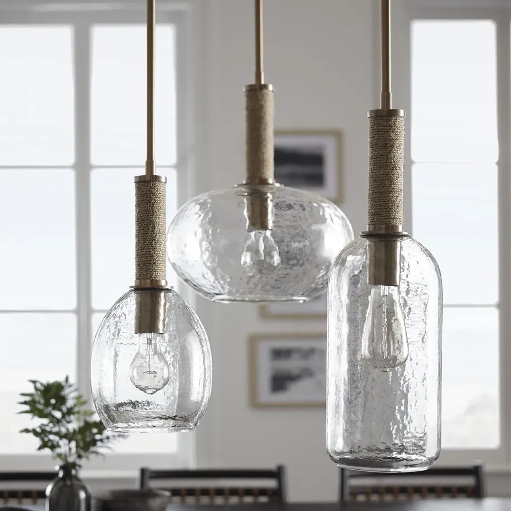 Bronson Single Pendant Light - Clear Glass, Antique Brass