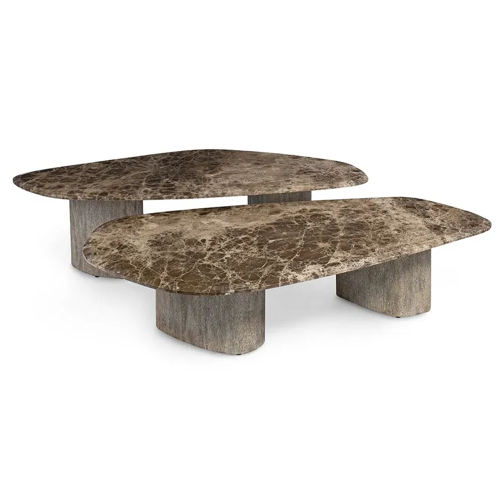 Caleb Coffee Table Short - Brown, Marble