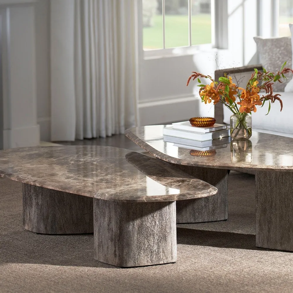 Caleb Coffee Table Tall - Brown, Marble