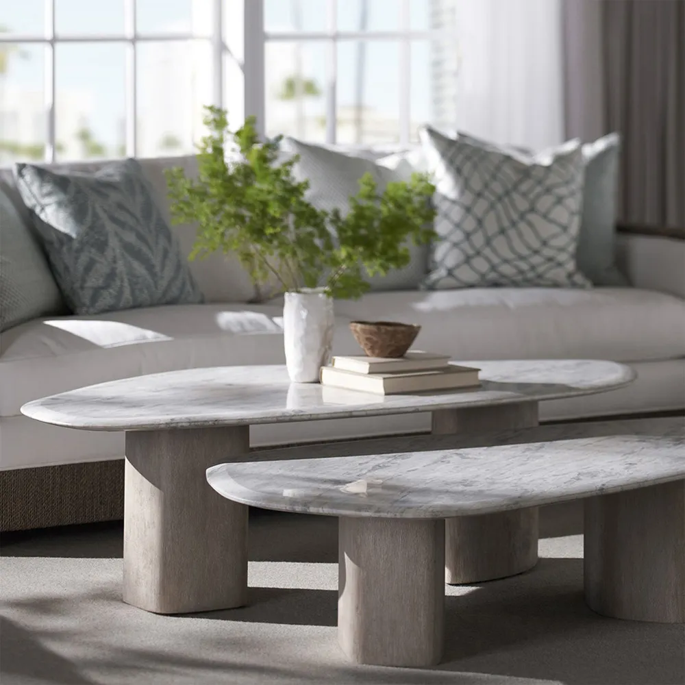 Caleb Coffee Table - White, Marble