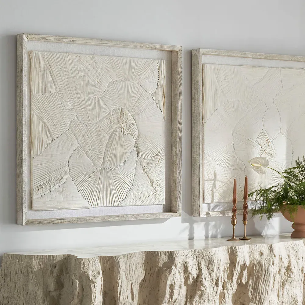 Cambria Abstract Wall Art - Cream, Mixed Media