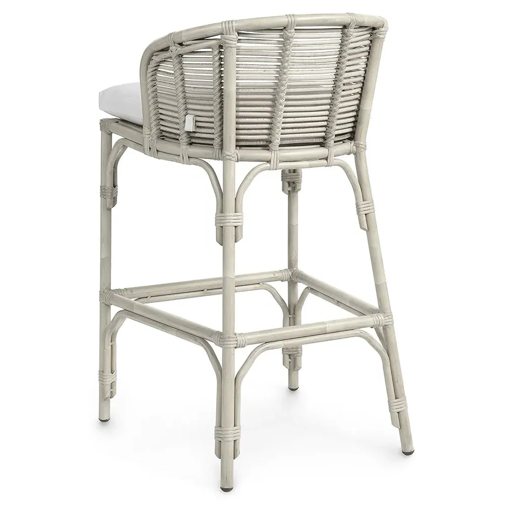 Camino Outdoor Bar Stool - White, Wicker