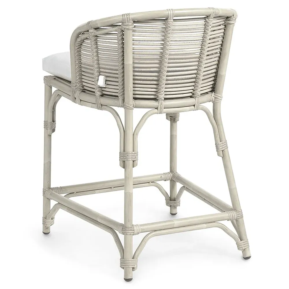Camino Outdoor Counter Stool - White, Wicker