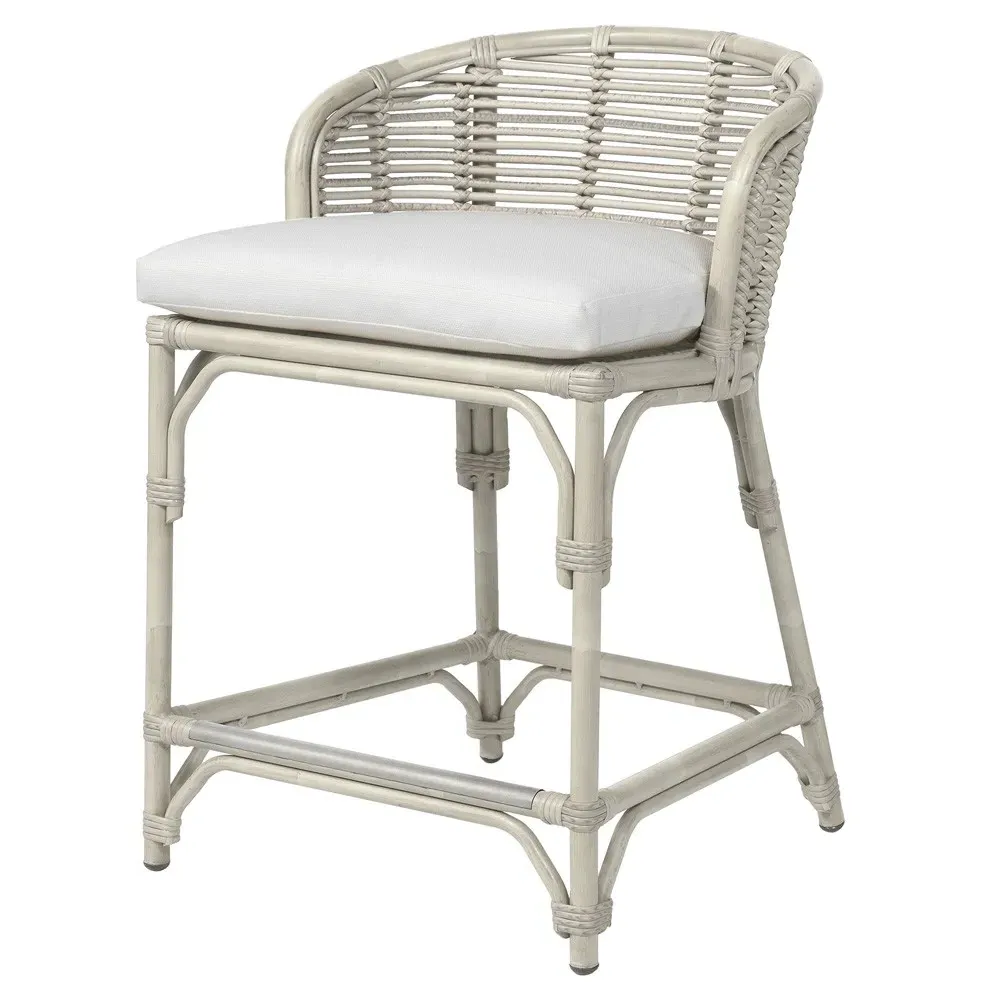 Camino Outdoor Counter Stool - White, Wicker image