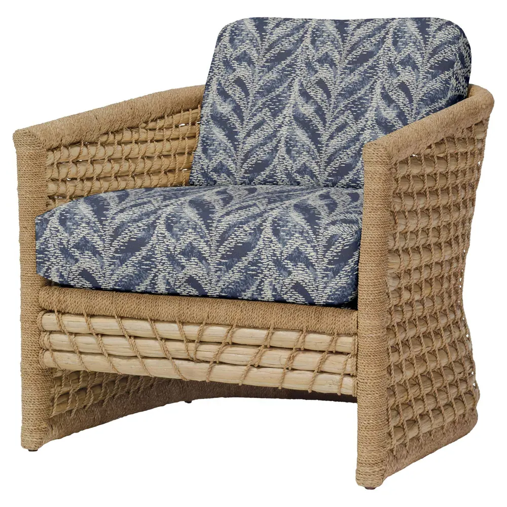 Capitola Barrel Lounge Chair - Indigo, Rattan