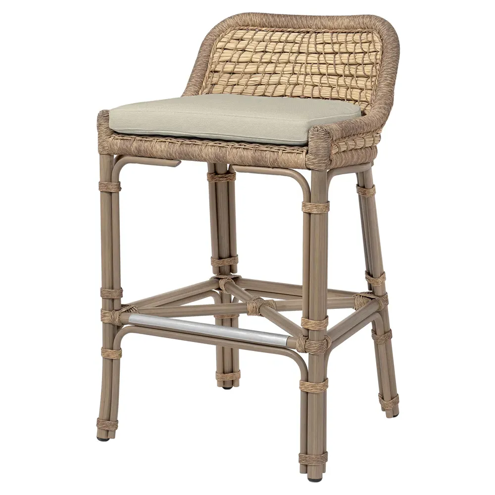 Capitola Outdoor Bar Stool - Beige, Aluminum