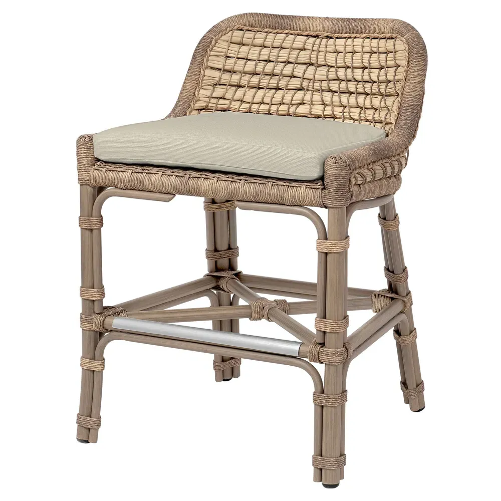 Capitola Outdoor Counter Stool - Beige, Aluminum image