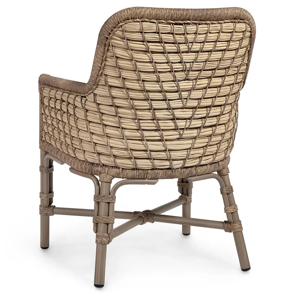 Capitola Outdoor Dining Arm Chair - Beige, Aluminum