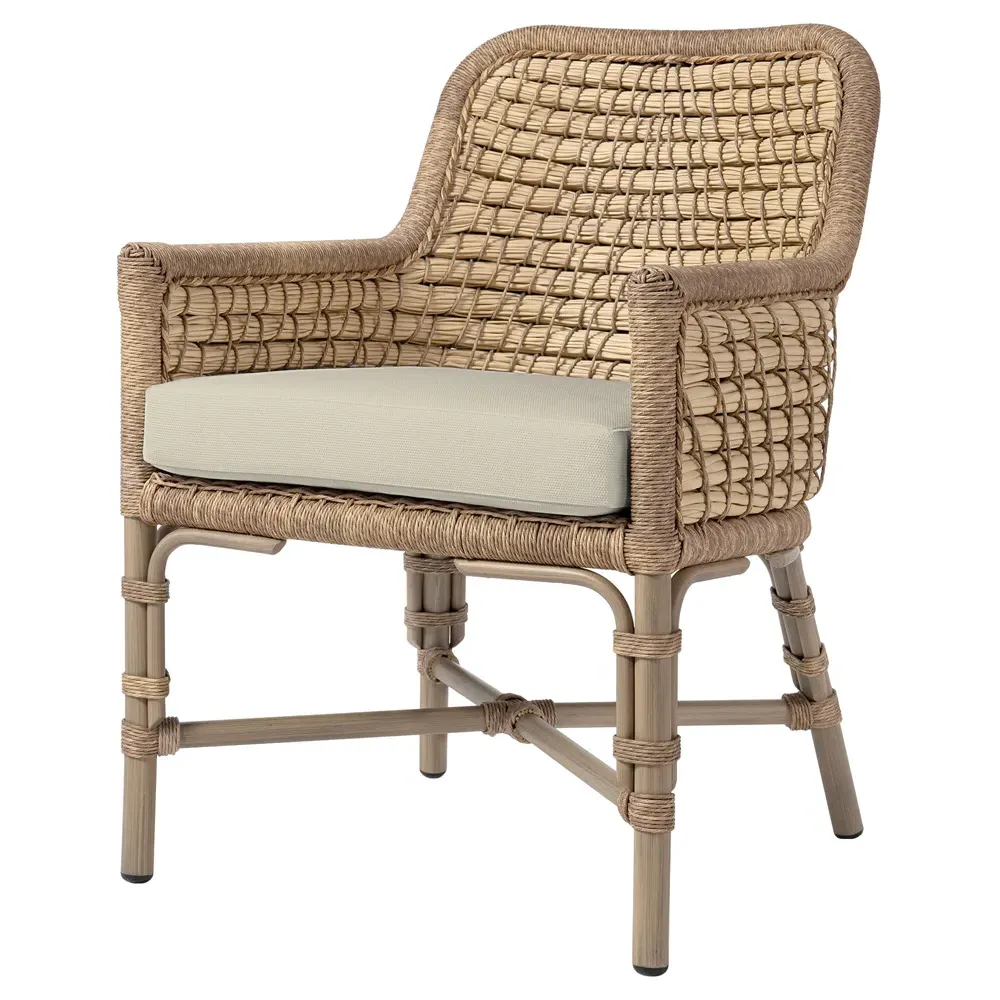 Capitola Outdoor Dining Arm Chair - Beige, Aluminum