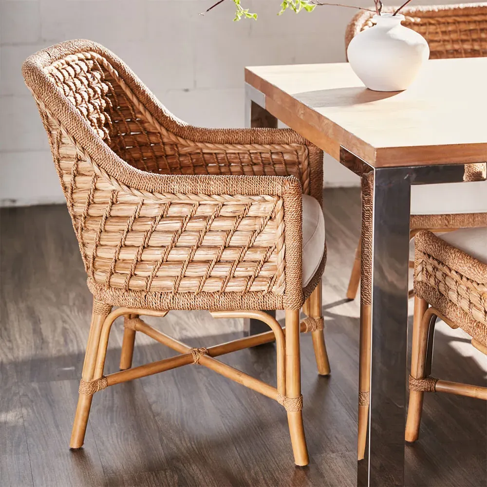Capitola Seagrass Rope Dining Arm Chair - Brown, Rattan