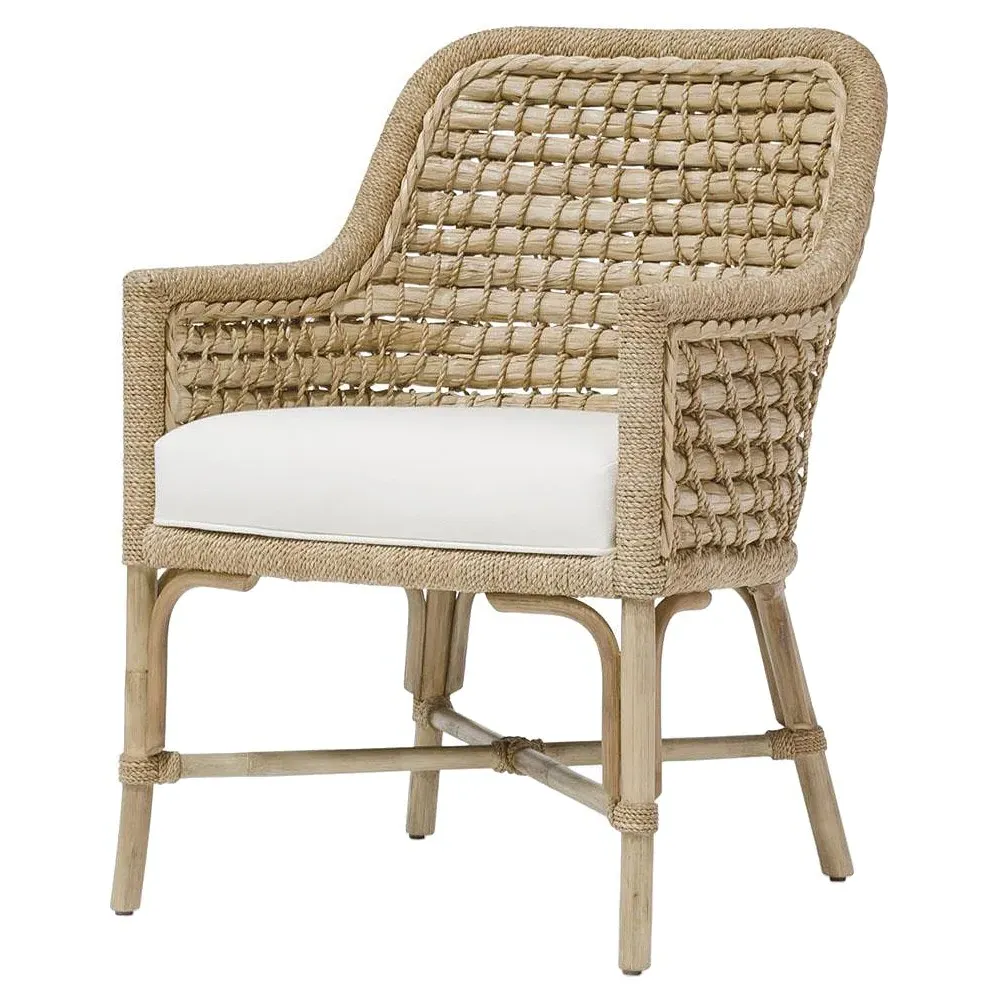 Capitola Seagrass Rope Dining Arm Chair - Brown, Rattan