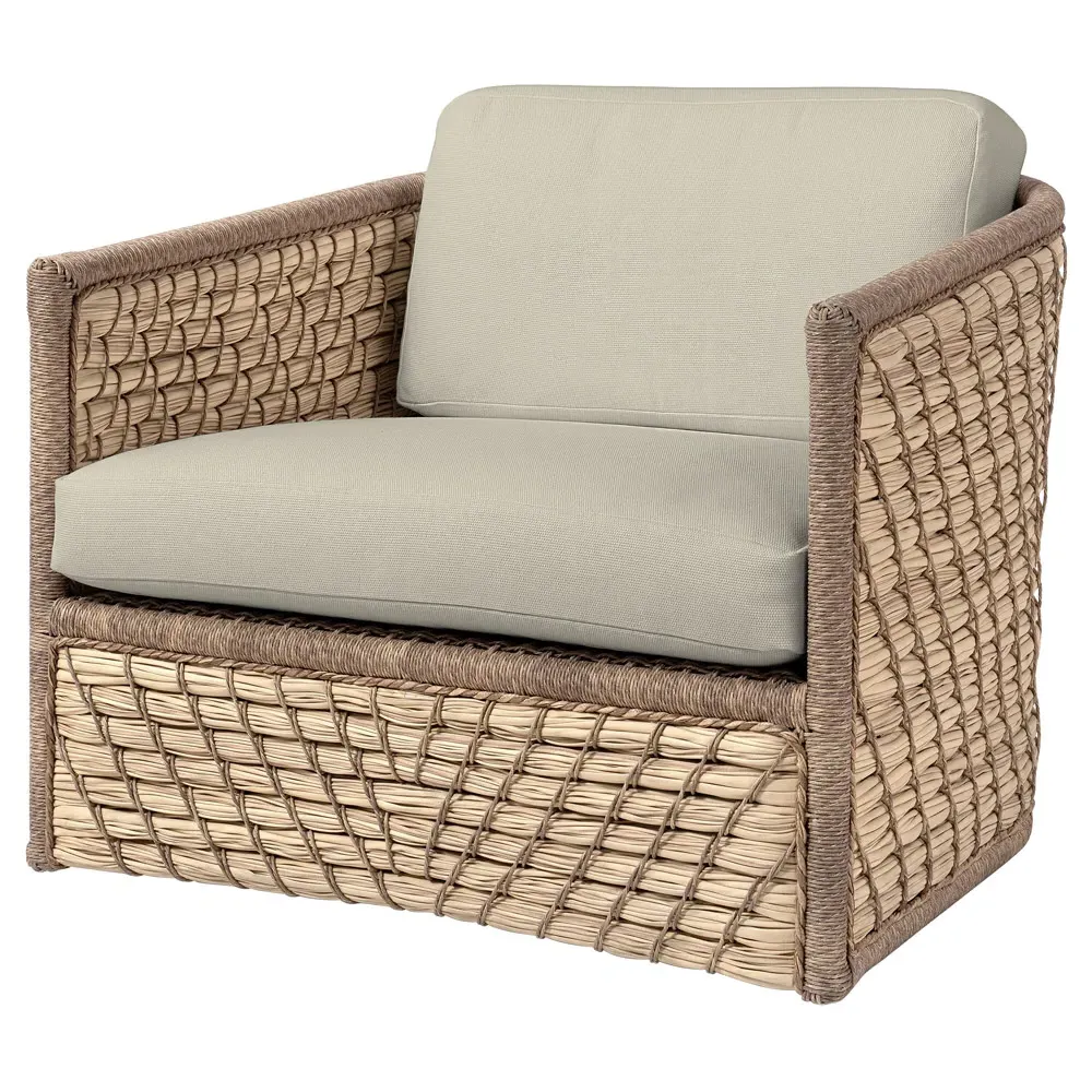 Capitola Swivel Lounge Chair - Beige, Aluminum