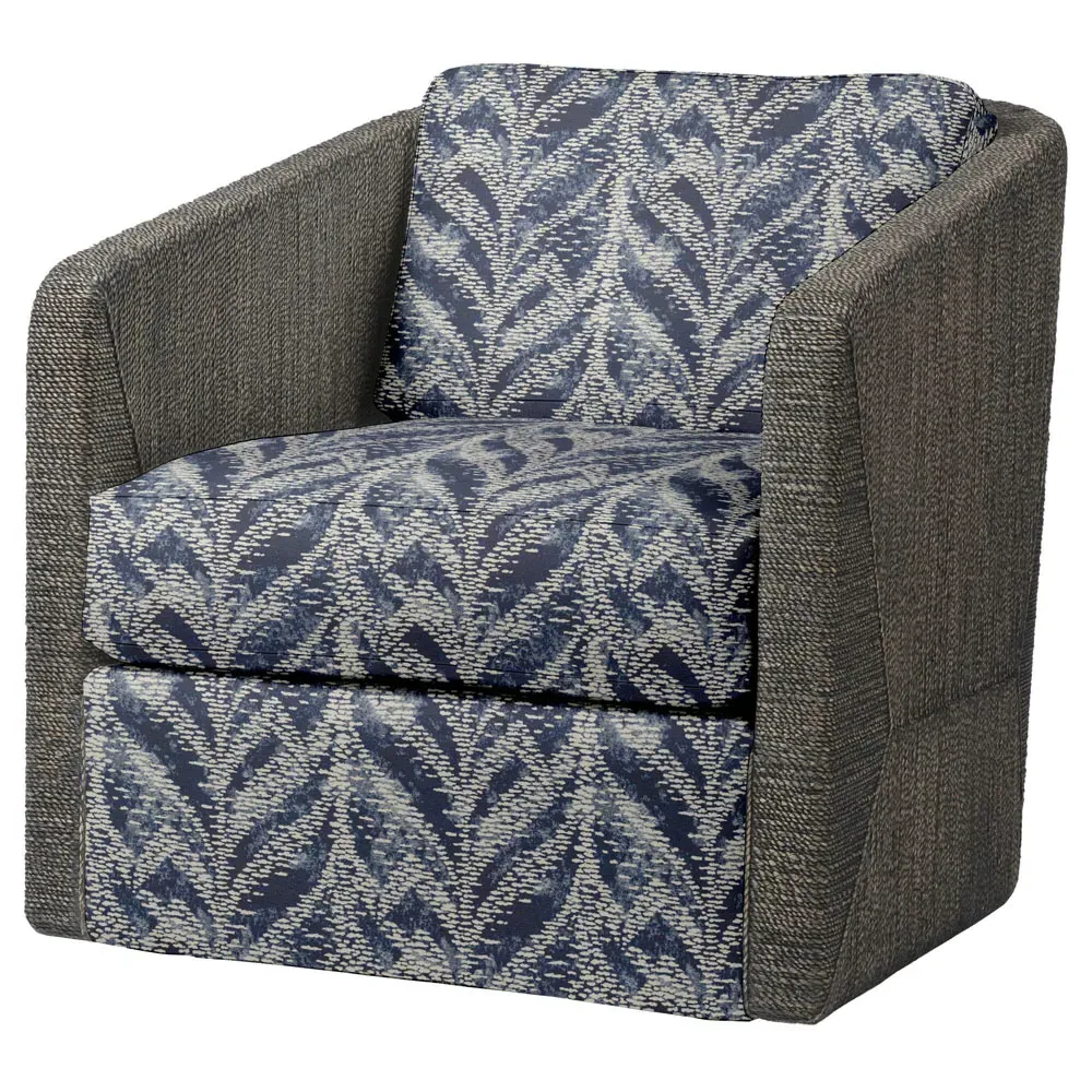 Carmine Swivel Chair - Indigo, Seagrass Rope