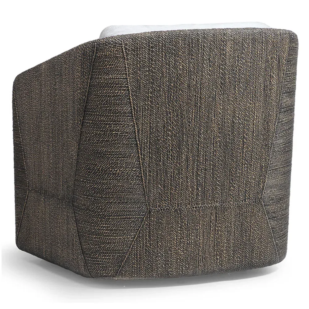 Carmine Swivel Chair - White, Seagrass Rope