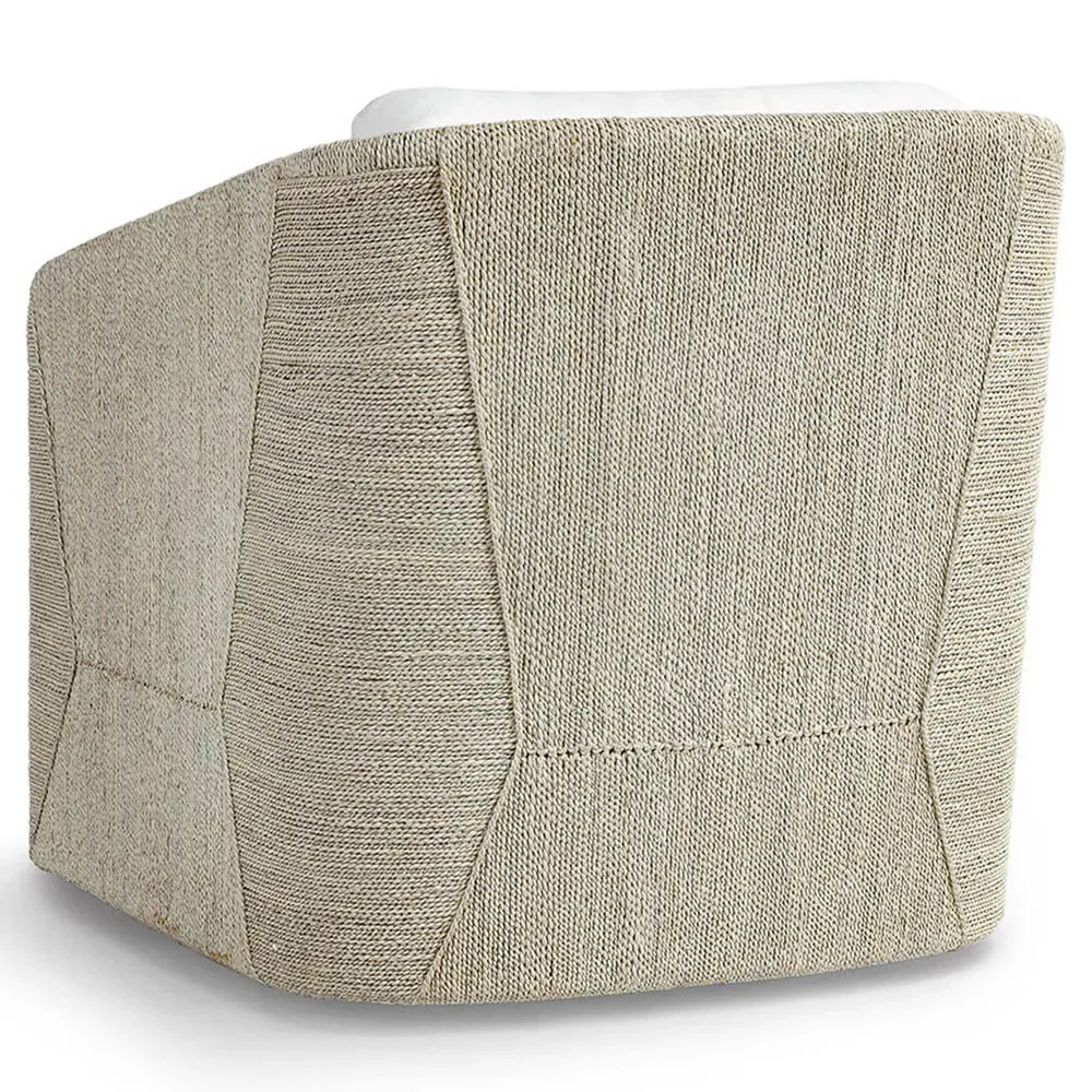 Carmine Swivel Chair - White, Seagrass Rope