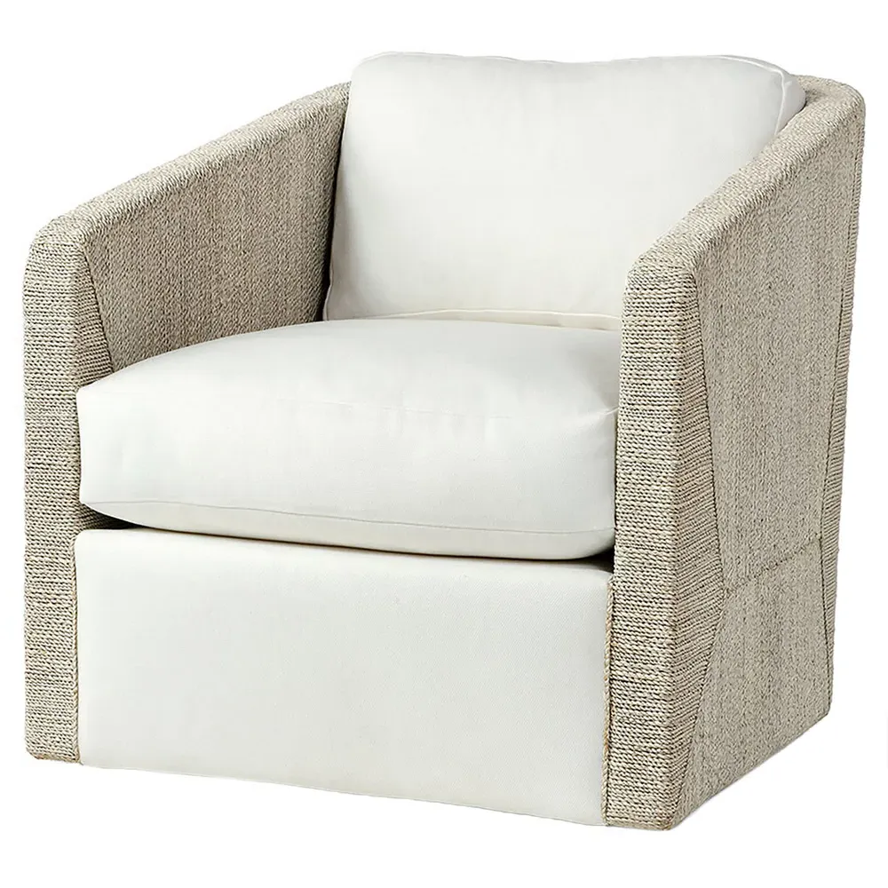 Carmine Swivel Chair - White, Seagrass Rope image