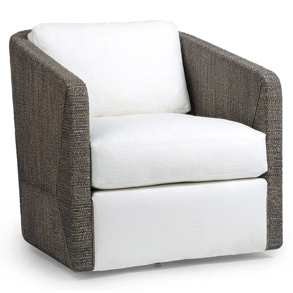 Carmine Swivel Chair - White, Seagrass Rope