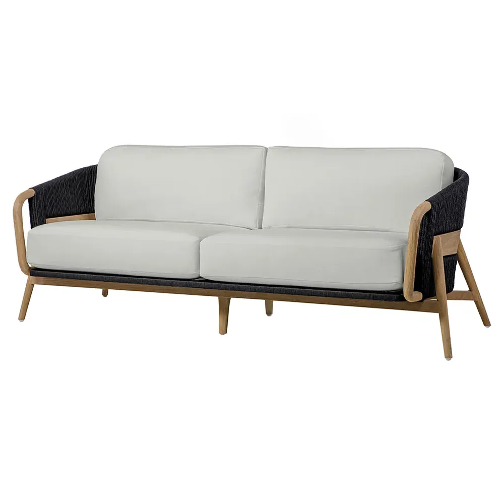 Casey 83" Outdoor Sofa - White, Teak
