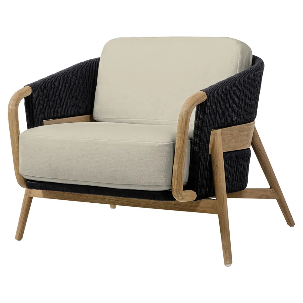 Casey Outdoor Lounge Chair - Black, Teak image