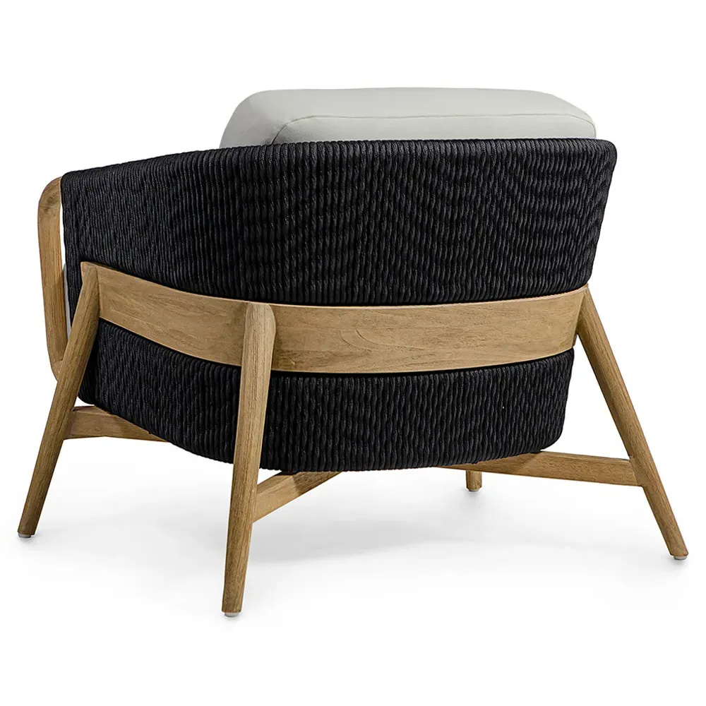 Casey Outdoor Lounge Chair - White, Teak