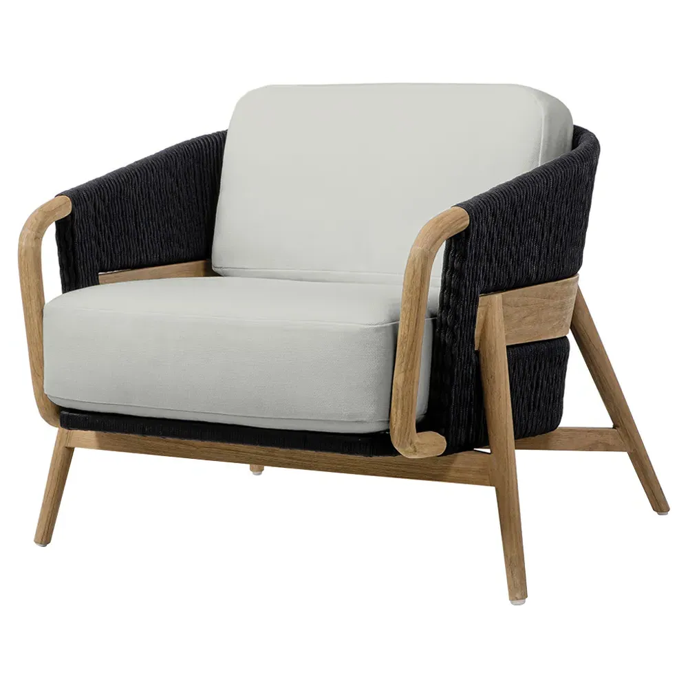 Casey Outdoor Lounge Chair - White, Teak image