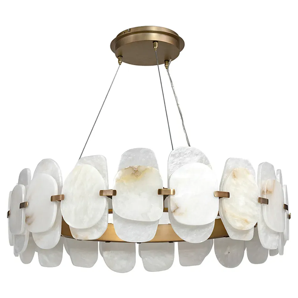 Charlize Round Chandelier - White, Aluminum