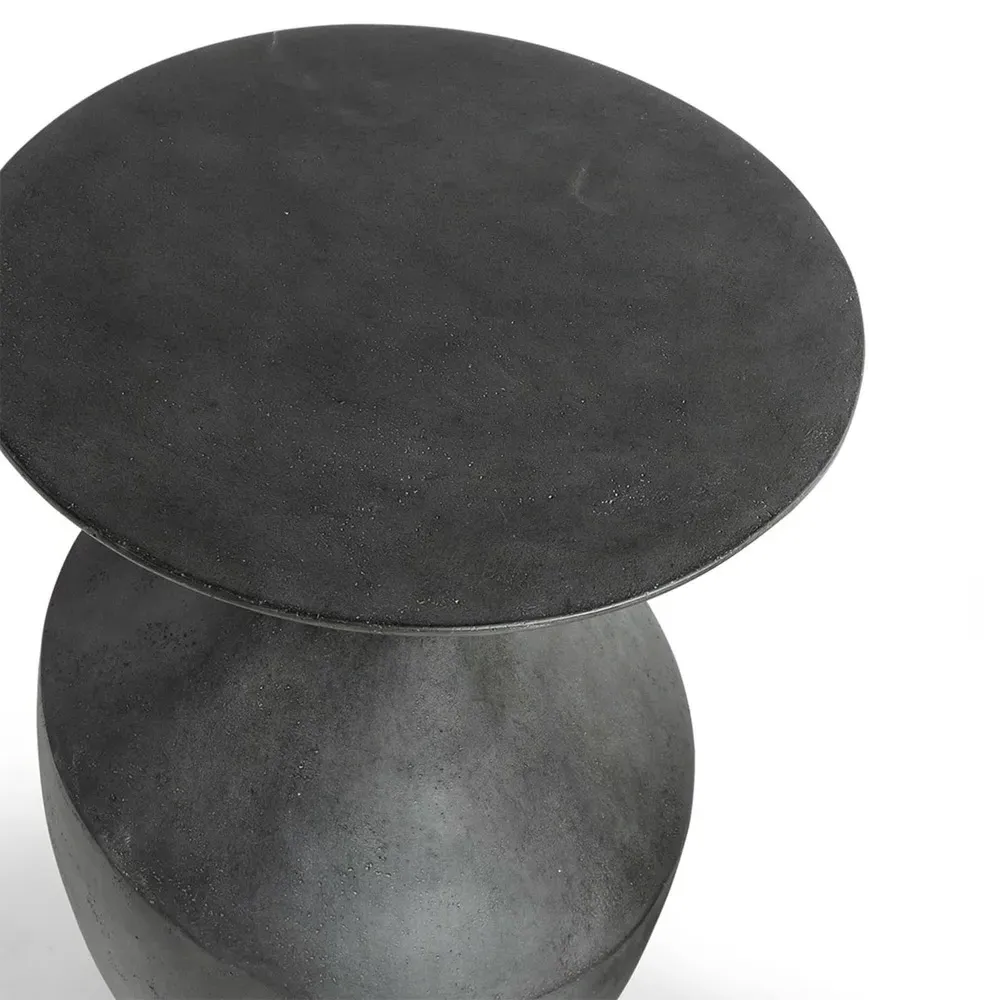 Chelsea Large Round Outdoor Side Table - Black, Cast Stone