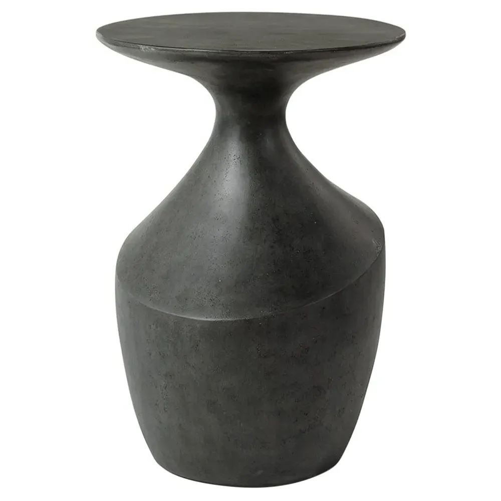 Chelsea Large Round Outdoor Side Table - Black, Cast Stone