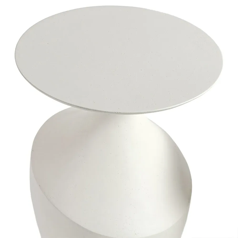 Chelsea Large Round Outdoor Side Table - White, Cast Stone