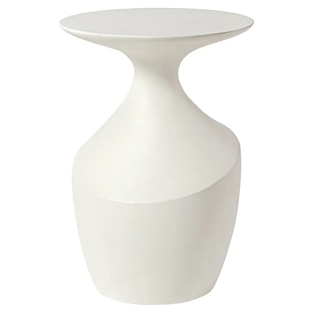 Chelsea Large Round Outdoor Side Table - White, Cast Stone