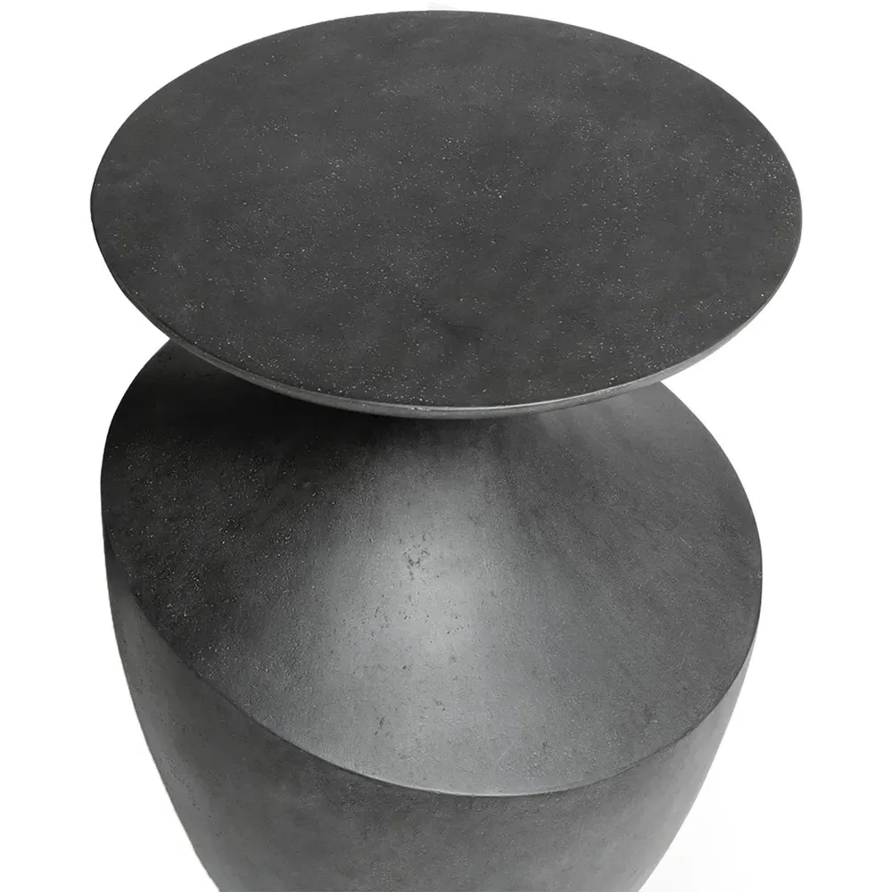 Chelsea Small Round Outdoor Side Table - Black, Cast Stone