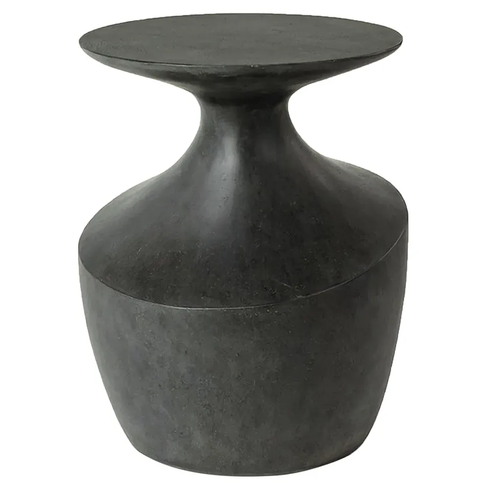 Chelsea Small Round Outdoor Side Table - Black, Cast Stone