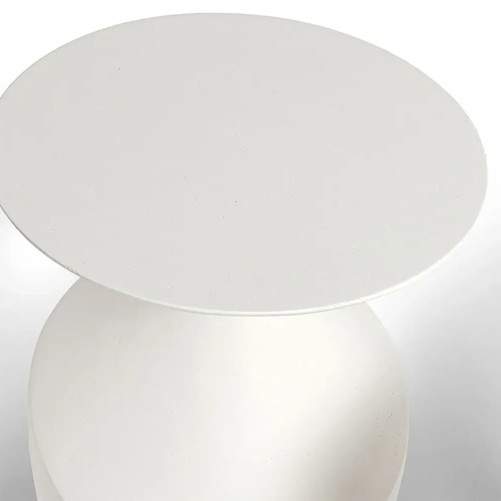 Chelsea Small Round Outdoor Side Table - White, Cast Stone