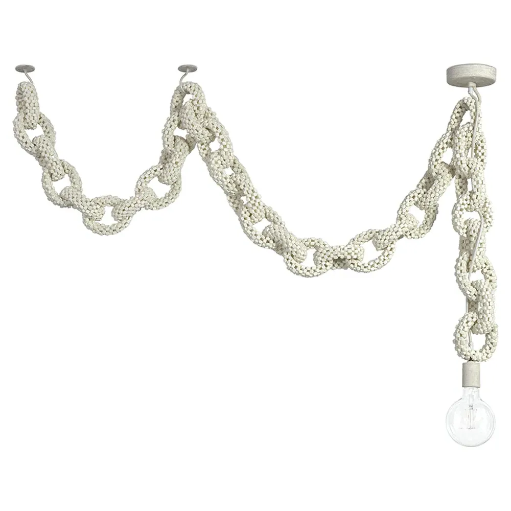 Coco Chain Link Swag Pendant - White, Abaca Rope image