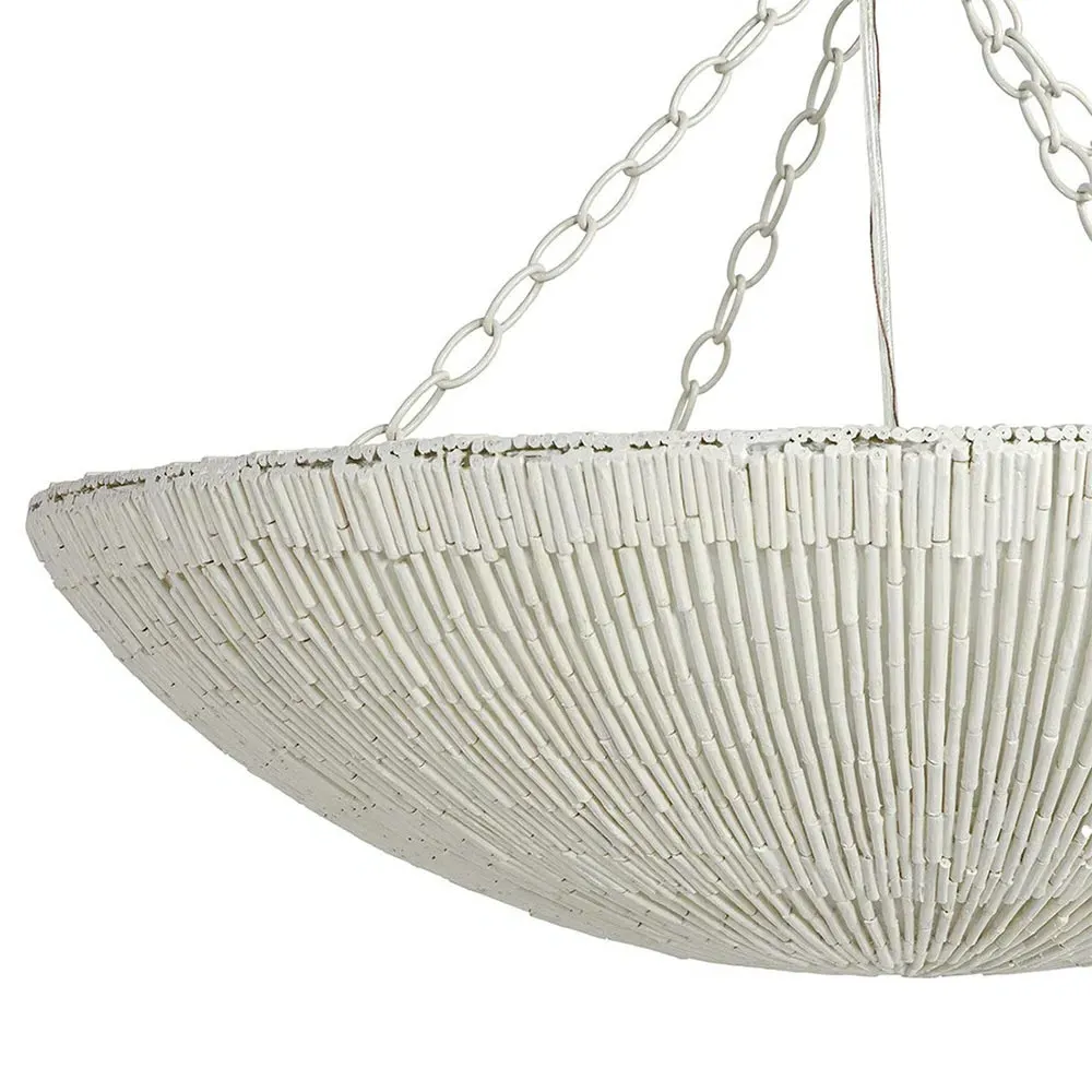 Cora Natural Rattan Chandelier - Off White