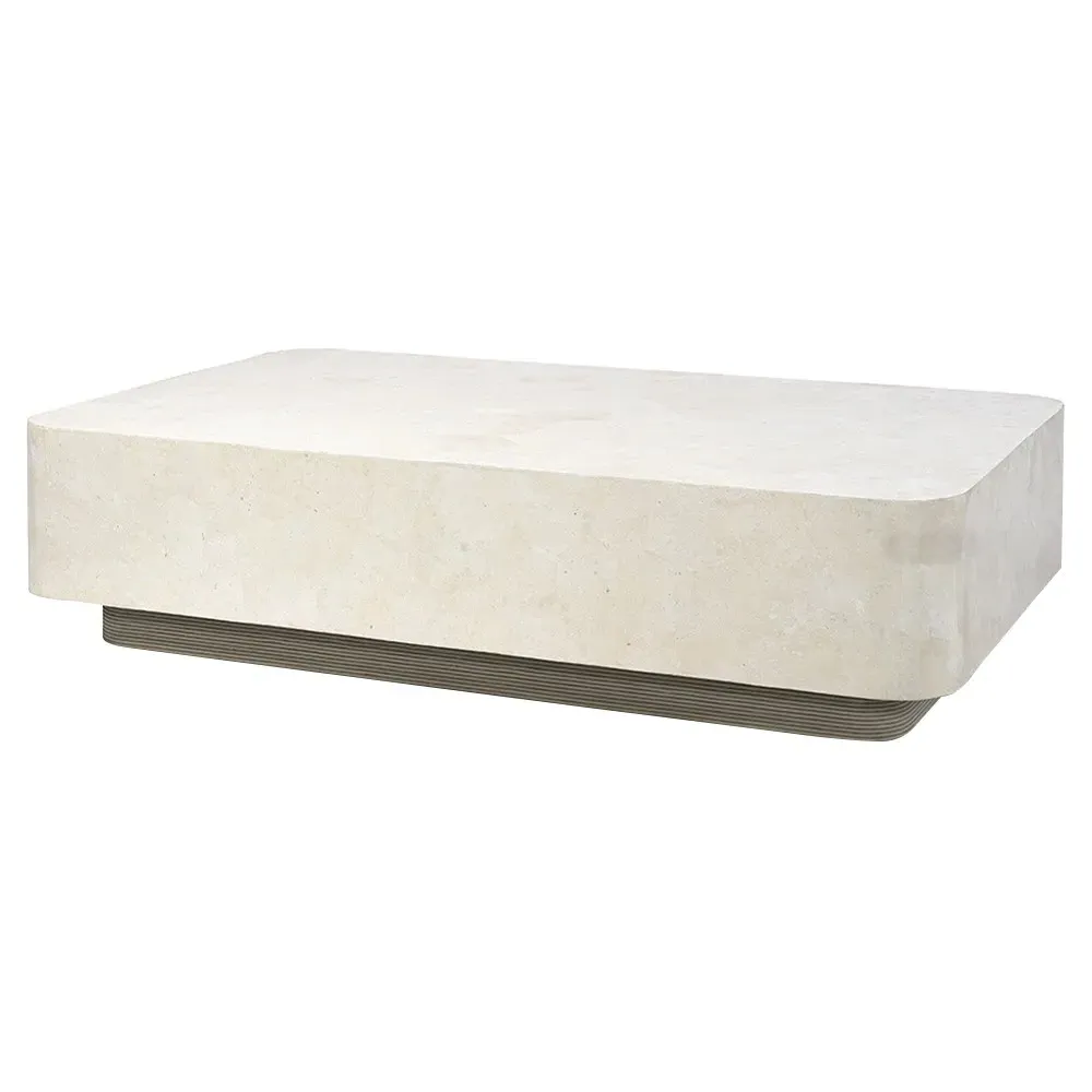 Dakota Rectangular Coffee Table - White, Agate Stone