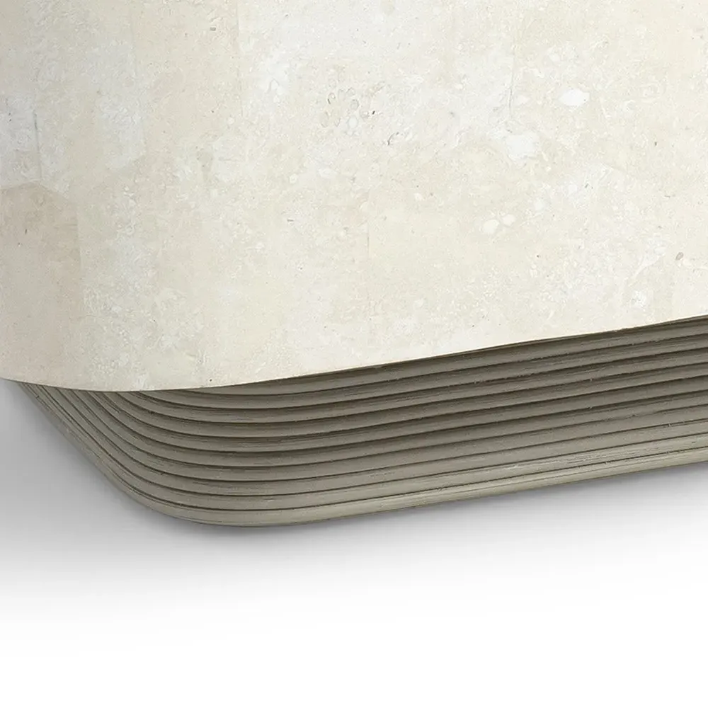 Dakota Square Coffee Table - White, Agate Stone