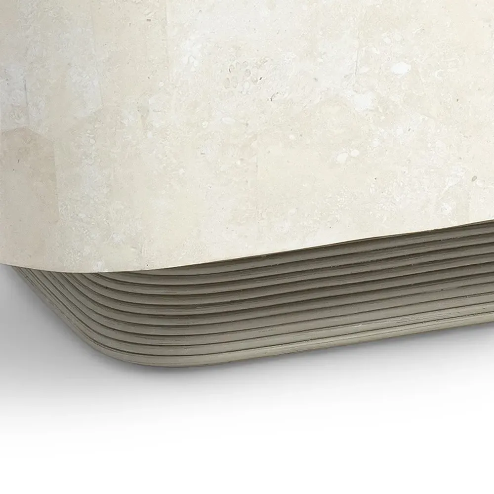 Dakota Square Side Table - White, Agate Stone