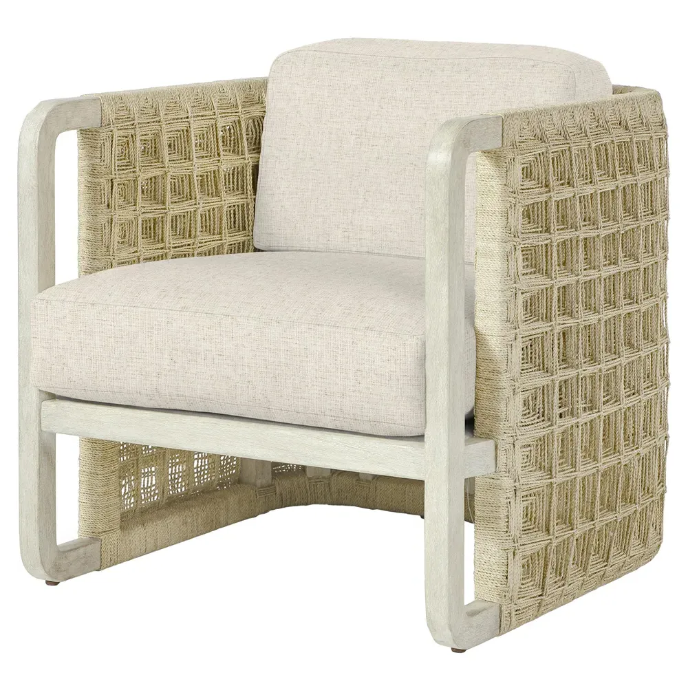 Damien Woven Abaca Chair - Beige, Performance Fabric image