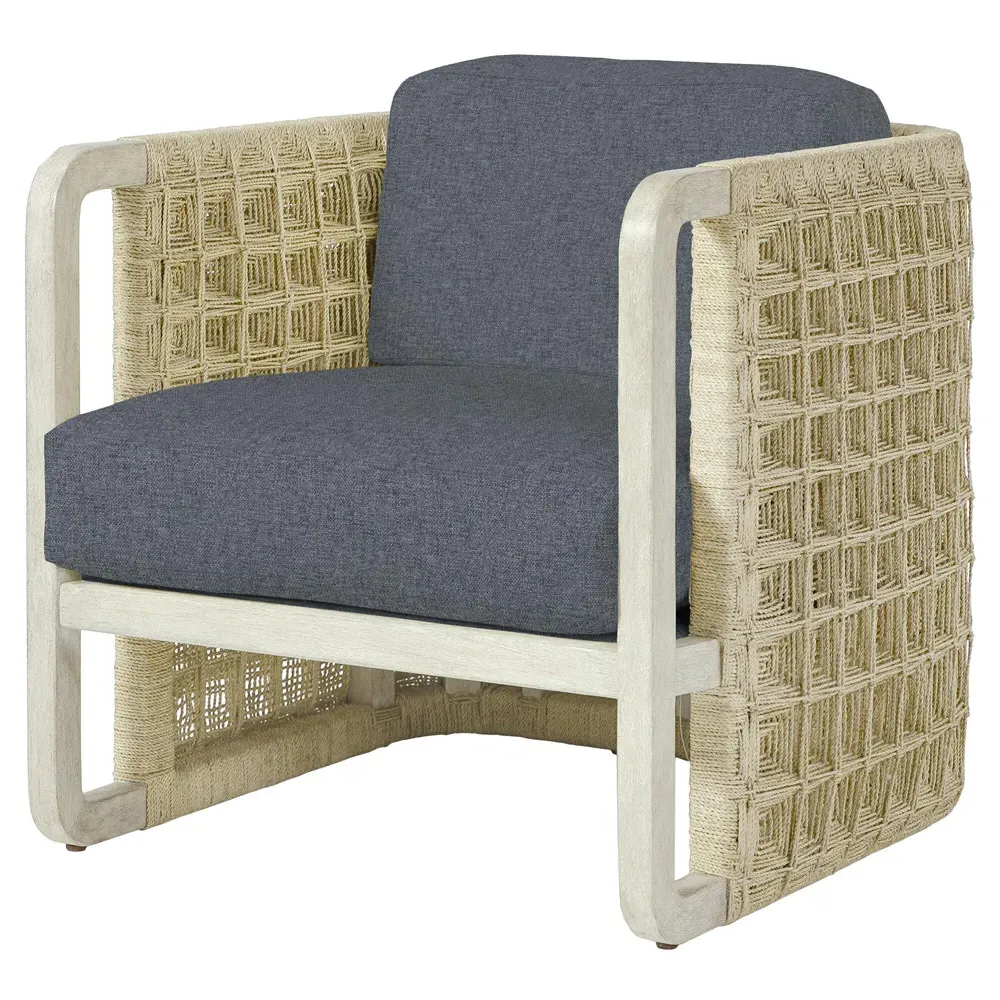Damien Woven Abaca Chair - Blue, Performance Fabric