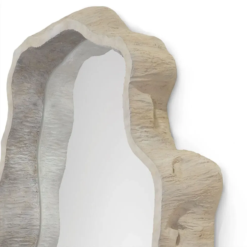Denali Large Wall Mirror - Beige, Stonecast