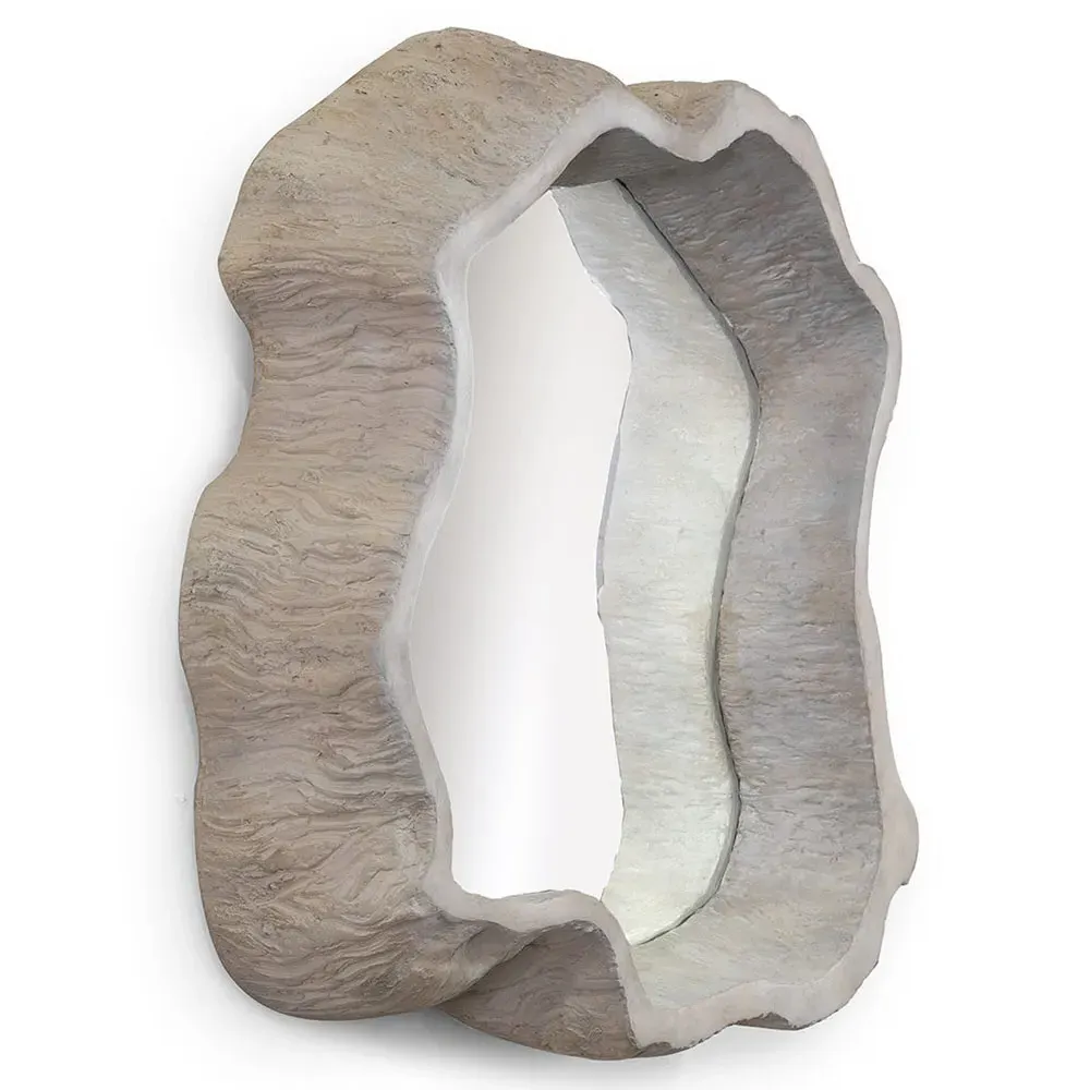 Denali Small Wall Mirror - Beige, Stonecast