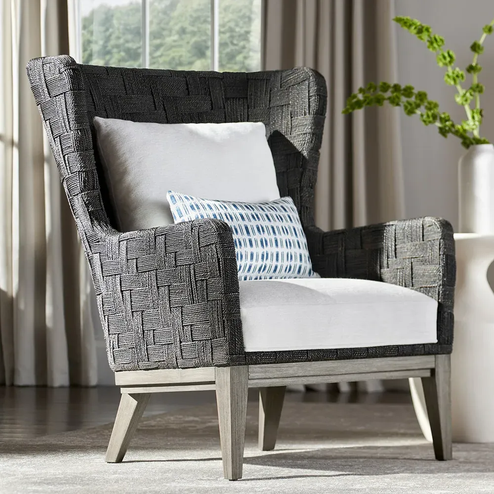 Dillon Wing Chair - Beige, Abaca Rope